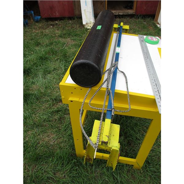 whip, pallet jack, & massage roller