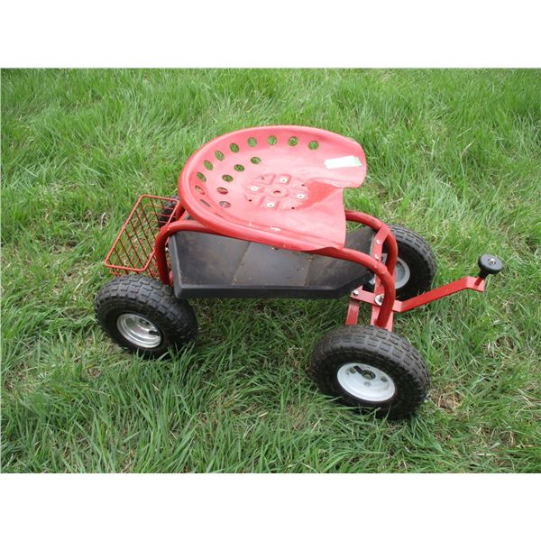 Wheeled cart with seat
