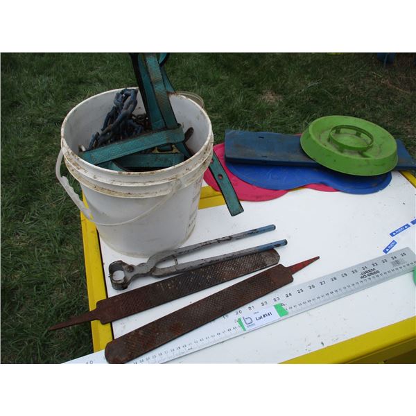 Horse related rasp, halter, misc