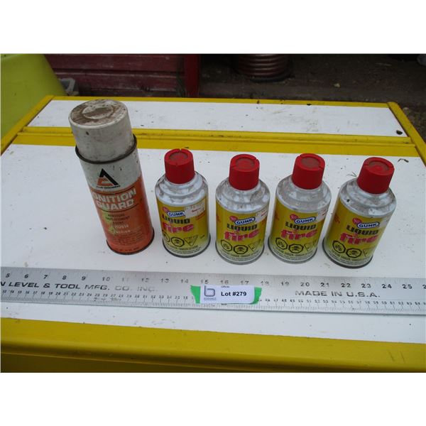 (4) Cans - liquid fire, misc