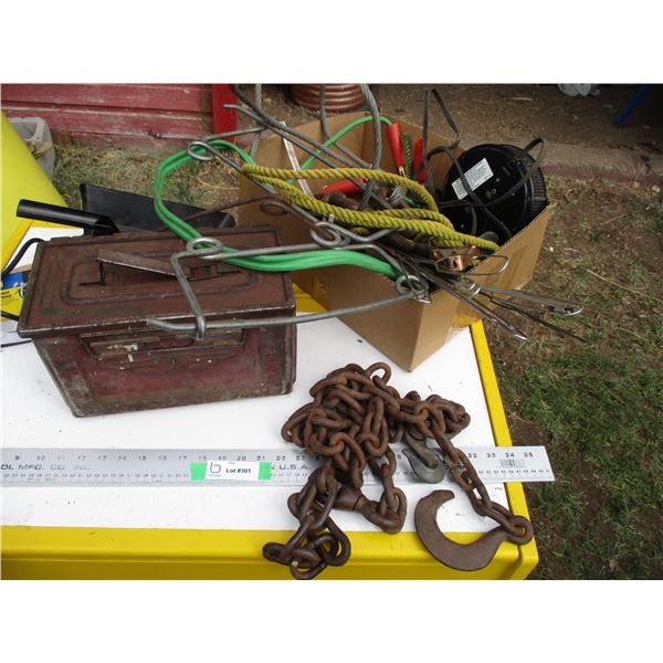 Saw pump car heater ammo box, booster cables
