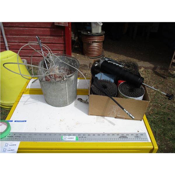 (4) gutter guards dogtie, grease gun