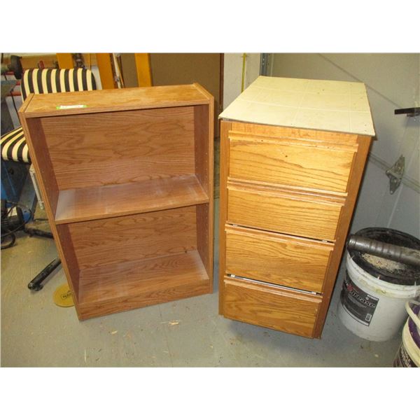 (2) Wood cabinet book shelves