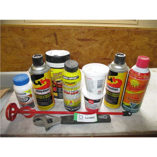 Sprays, lubricants, mixer, wrench