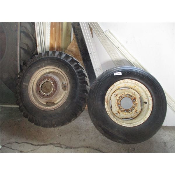 (2) Tires + rims - bridgestone 7.5-16 + firestone 9.5l-19
