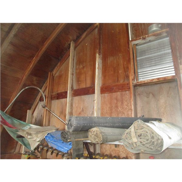 Tarp, 4 canvas, vintage tractor umbrella + misc