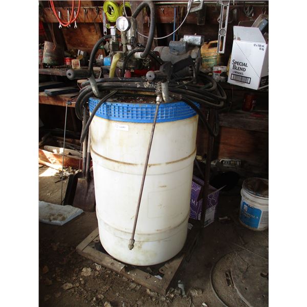 Pressure washer with barrel with wand and 1HP 2 wheel cart