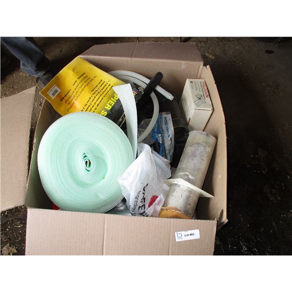 Box with plumbing supplies, misc