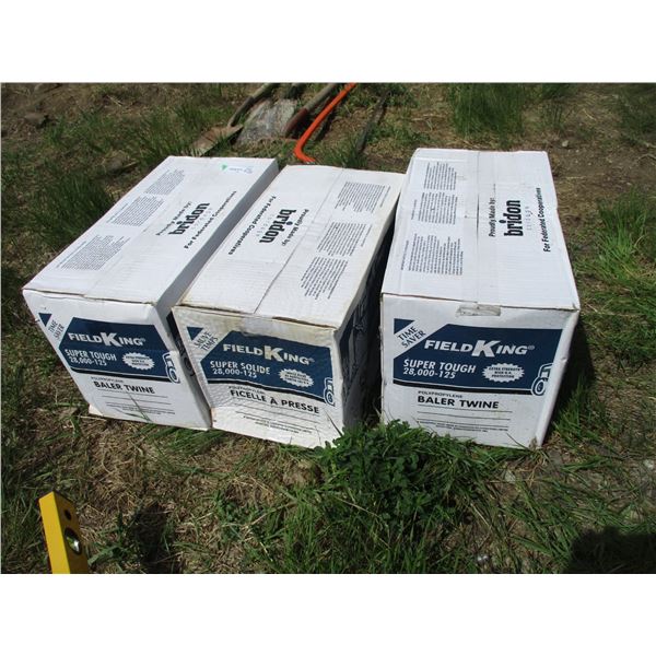 3X THE BID - (3) boxes of Field King Baler twine - 28000 ft
