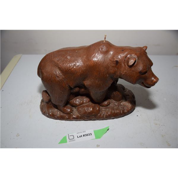 Grizzly bear wax candle statue