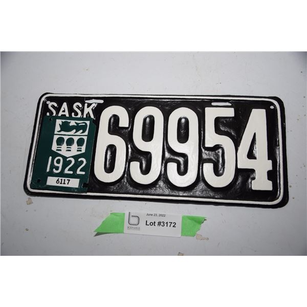 Rare pressed steel 1922 license plate (restored)