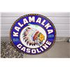 Image 1 : WOW! 6-Color Kalamalka Gasoline - Double Sided Indian Chief - 30" round porcelain fantasy sign