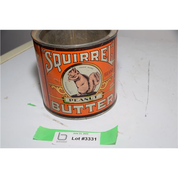 Squirrel peanut butter tin