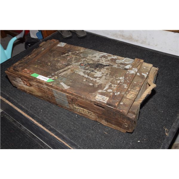Antique wooden military practice rocket case