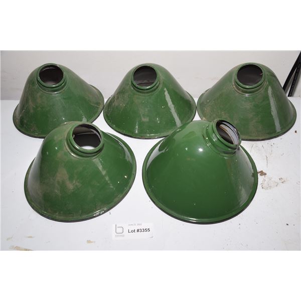 (5) Near Mint Enamel light shades for banner lights