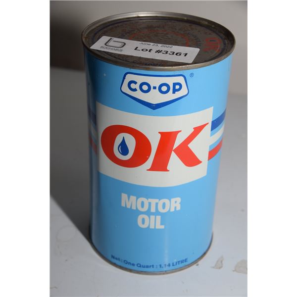 Full Co-op OK Oil Tin - 1 imp quart