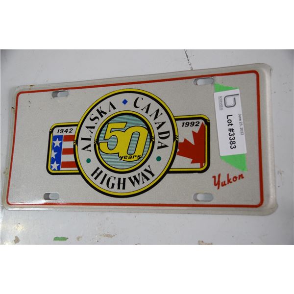 Alaskan highway license plate
