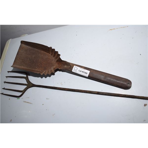 Coal scuttle + hand made spear