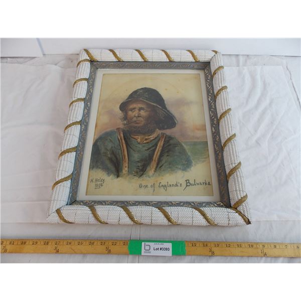 1892 Watercolor Great Frame old wavy glass