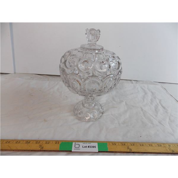 Pressed glass dish with lid
