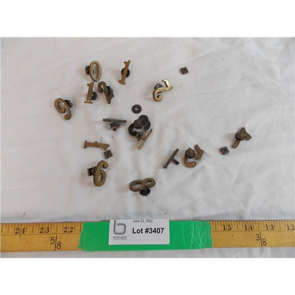 Set of 12 brass clock face numbers