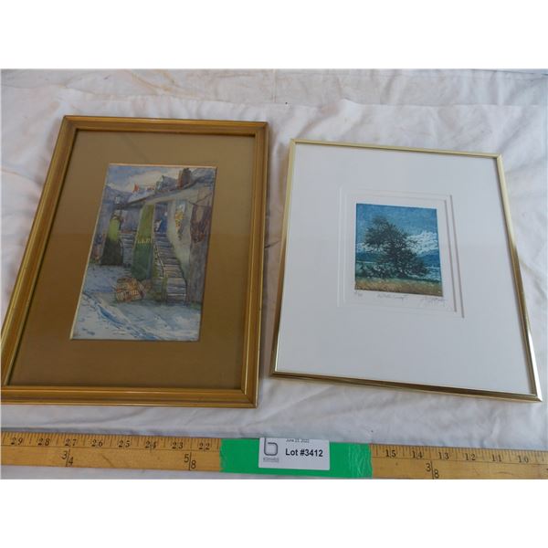 Original watercolor 1930s and original 2/50 hand-pulled art print