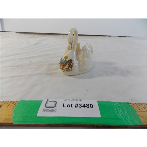 Ceramic Swan figure with coat of arms on front