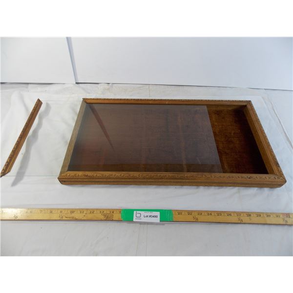 Brown Felt display case with glass cover