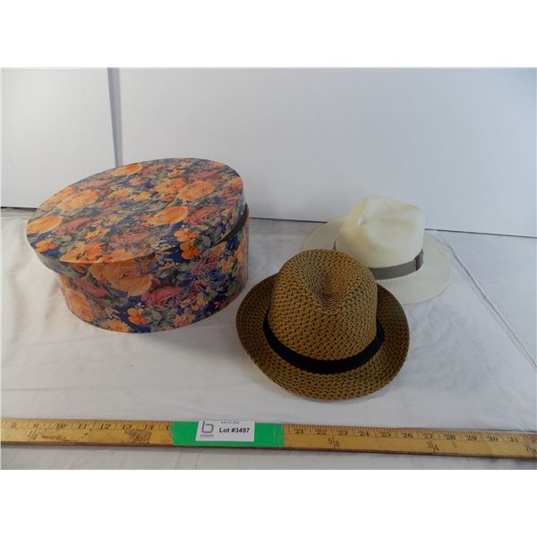 Hat box and 2 hats