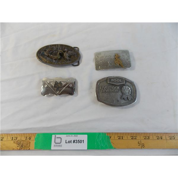 (4) assorted belt buckles