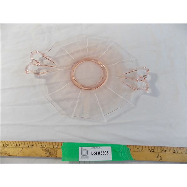 Pink Depression Glass cake plate
