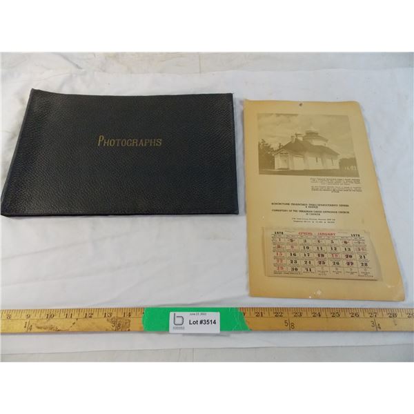 Photographs leather display book and 1978 calendar