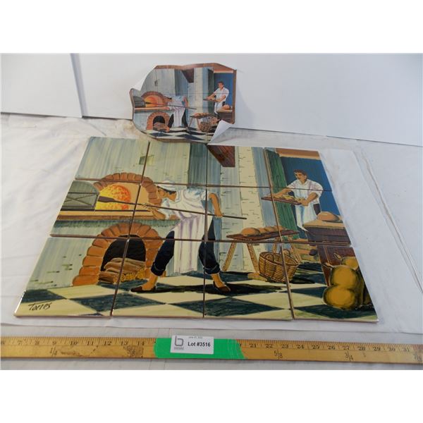 12 piece hand painted tile backsplash scene purchased in spain 1992