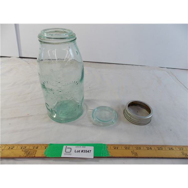 Crown glass jar with half glass lid