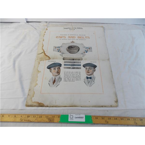 Spring and summer 1914 caps and belts advertisement