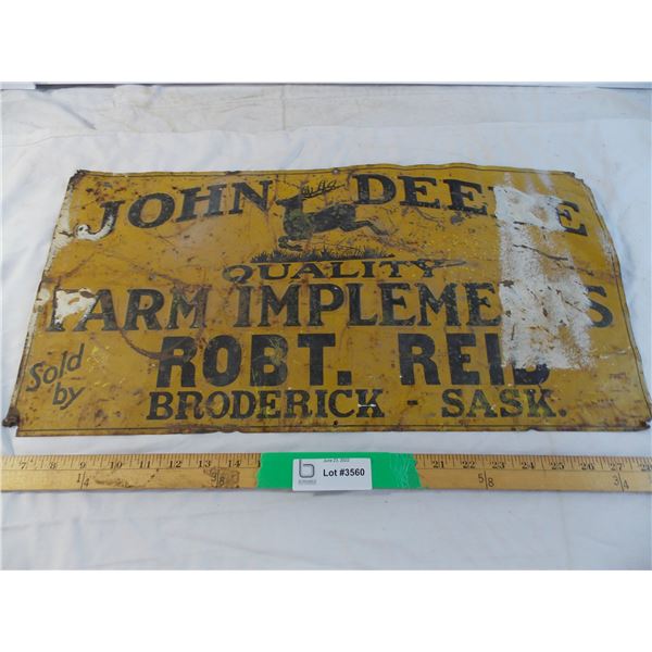 John Deere Broderick Sask metal sign