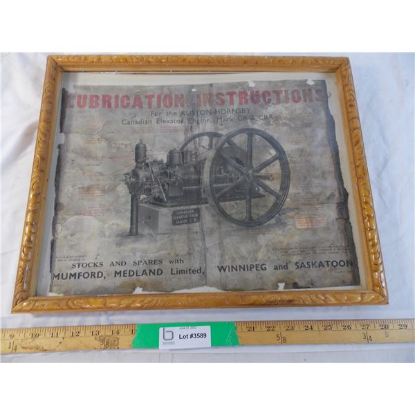 Lubrication instructions for the Ruston-Hornsby engine - Saskatoon/Winnipeg