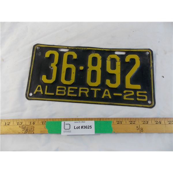 Alberta 1925 licence plate