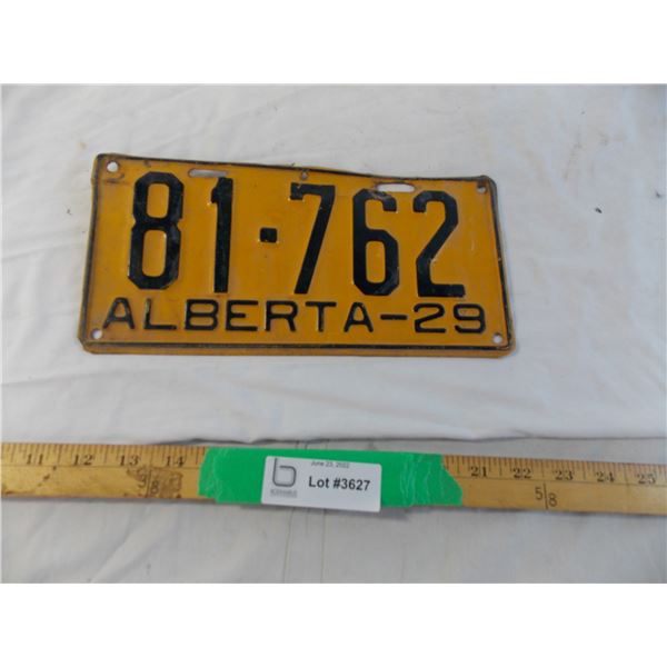 Alberta 1929 Licence plate