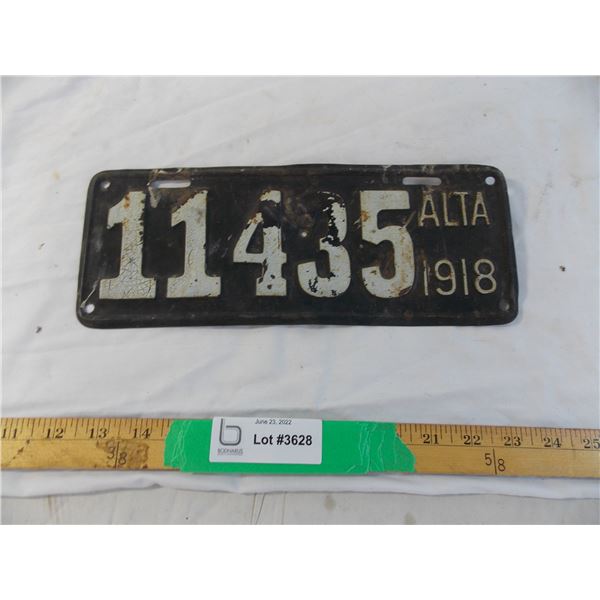 Alberta 1918 Licence plate