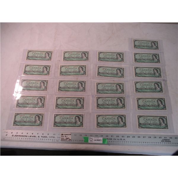(21) Consecutive Numbered $1 Bills (1954) - UNC_AUNC - 6181250-6181270