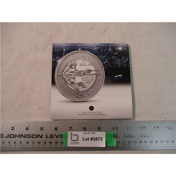 $20 Canadian Hockey Coin in holder - 2013 fine silver