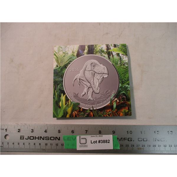 RCM 2016 T-rex $20 fine silver coin