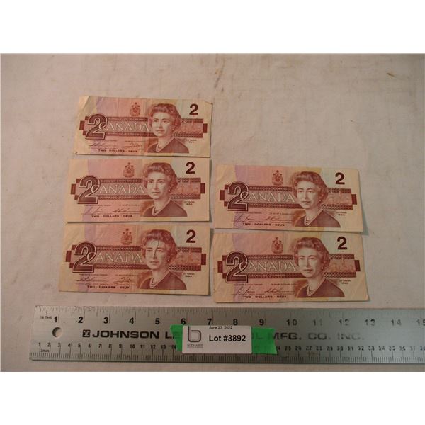 (5) $2 Canadian Bills