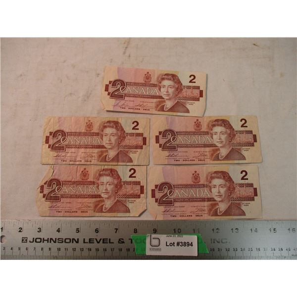 (5) $2 Canadian Bills