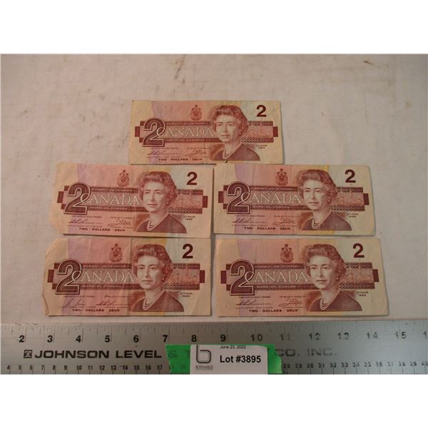 (5) $2 Canadian Bills