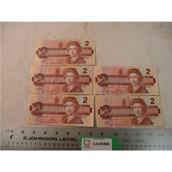 (5) $2 Canadian Bills