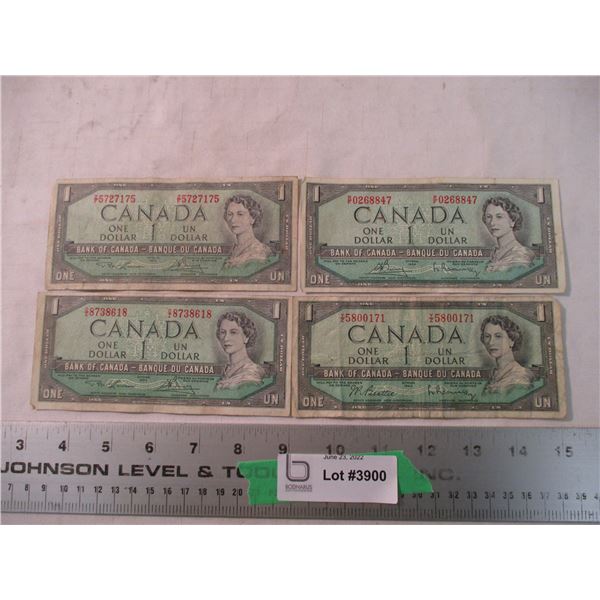 (4) 1954 - $1 Canadian Bills