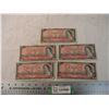 Image 1 : (5) 1954 - $2 Canadian Bills
