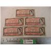 Image 1 : (5) 1954 - $2 Canadian Bills